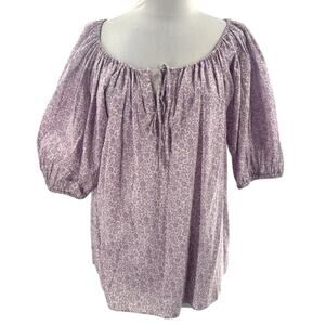 Ann Mashburn Victoria peasant top Liberty floral purple sz S